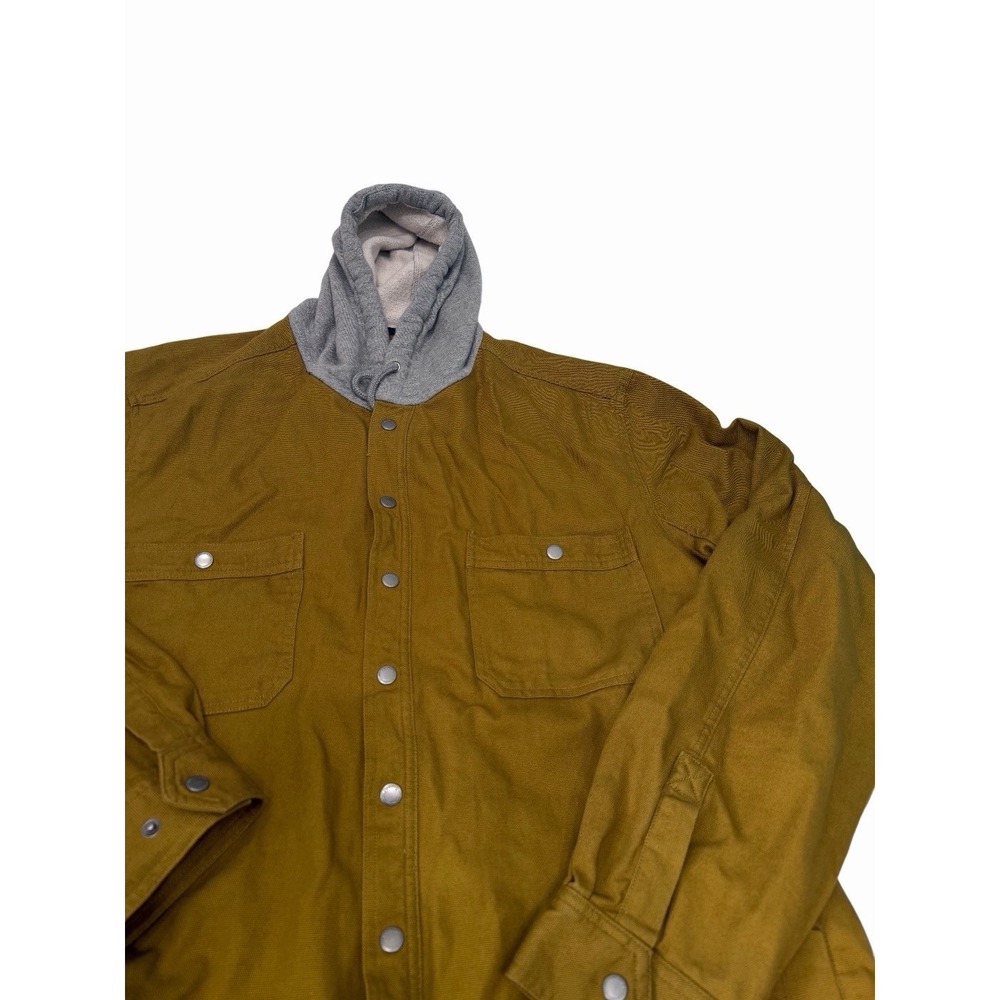 Duluth Trading Co Jacket Mens 3XL Tall Yellow Canvas Lined Snap Shirt